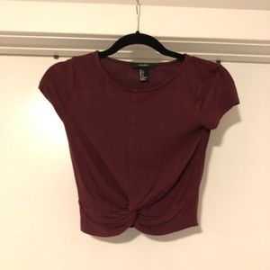 Forever 21 front knot maroon crop top